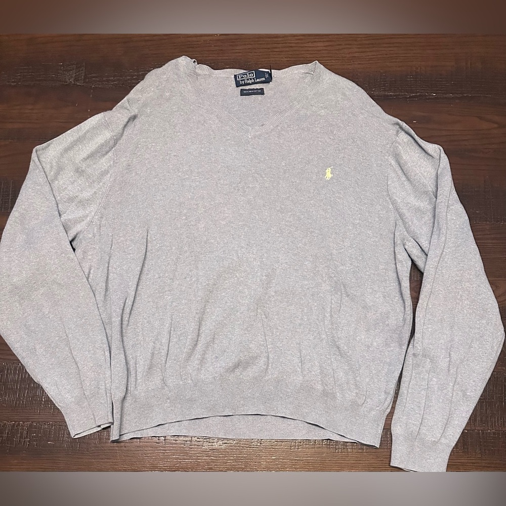 Polo Ralph Lauren Pima Cotton V-neck Pullover Sweater Light Blue Size XXL 2XL